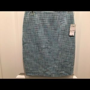Skirt Size 2 Petite, Tweed Blue/Black, Lined NWT $68